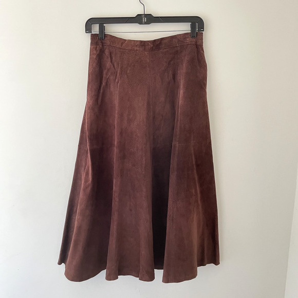 Vintage Genuine Suede Midi Skirt - Picture 1 of 10